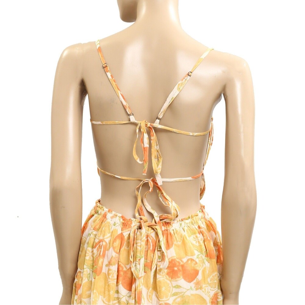 Free People Taking Sides Print Mini Dress Tomato Tiered Ruffle Cotton XL 283593 - Picture 8 of 9